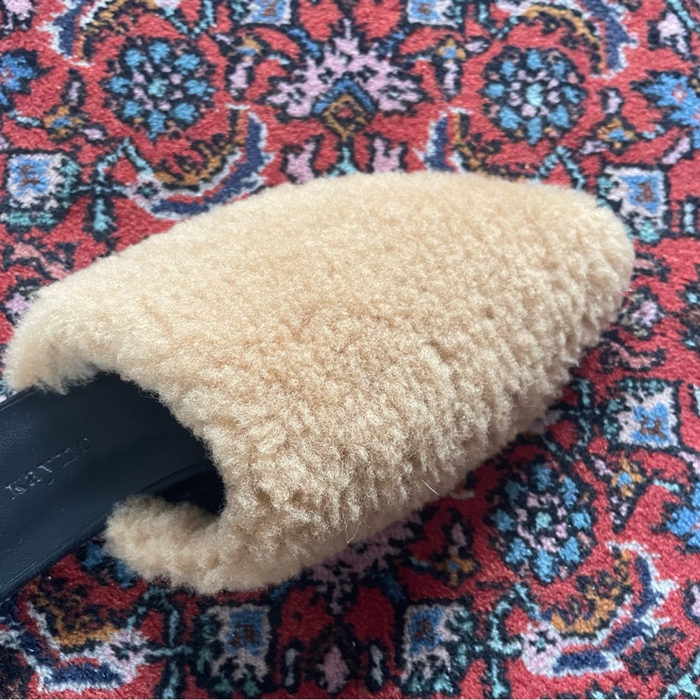 SOLD Jenni Kayne Black Leather Mules Flats Tan Shearling 39 - Picture 2 of 8